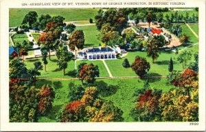 Aeroplane View Mt Vernon Home George Washington Historic Virginia VA Postcard 