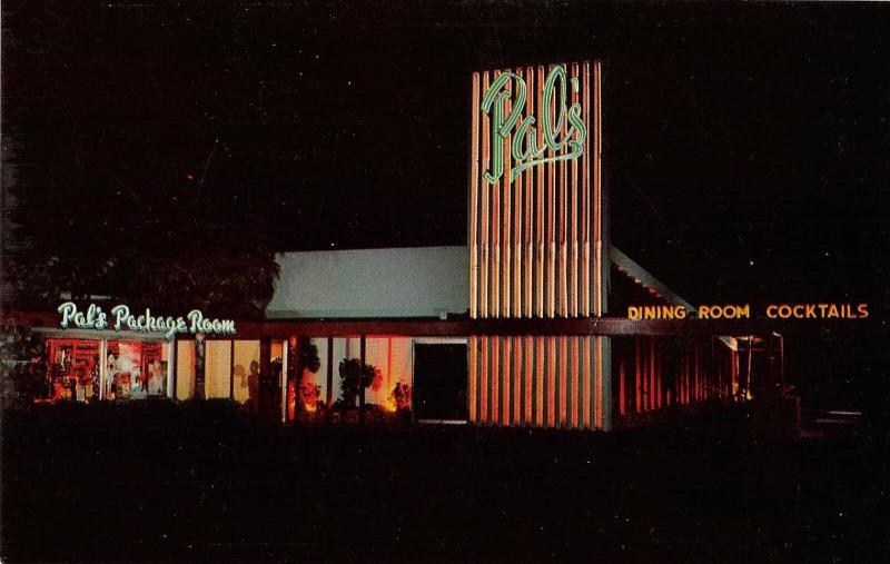 Fort Lauderdale Florida Hagmann's Pal's Restaurant Night Antique Postcard(K7119)