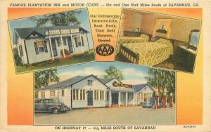 1947 Plantation Inn Motor Court Savannah Georgia Teich linen Postcard 3114