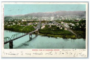 1906 General Aerial View Bridge River Lake Roseburg Oregon OR Vintage Postcard