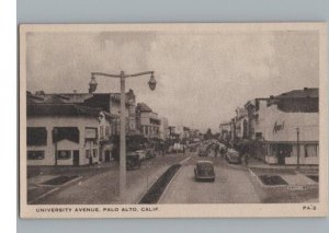 Univsity Ave Palo Alto Old Cars Ames Western Union Drug Store Postcard c1915