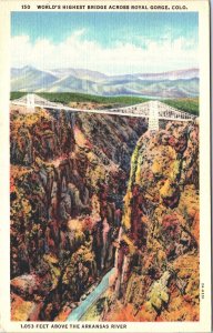 USA Royal Gorge Canyon City Colorado Linen Postcard 09.24