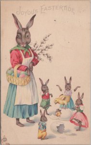 Easter Joyous Eastertide Mother Rabbit + Baby Rabbits with Chicks 1922