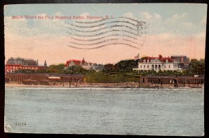 Vintage Postcard 1918 Beach, Four Hundred Bathe, Newport, Rhode Island (RI)
