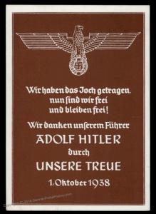 3rd Reich Germany Hitler Loyalty 1938 Patriotic Card 91327