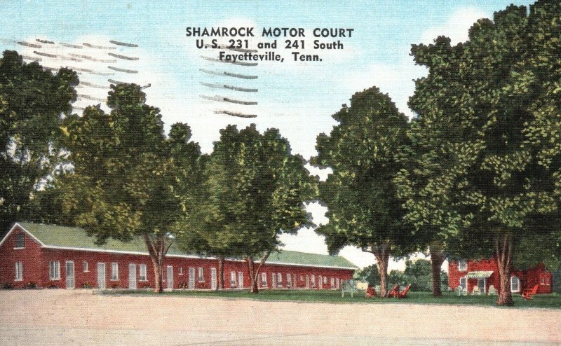 Vintage Postcard 1954 Shamrock Motor Court Modern Court Fayetteville Tennessee