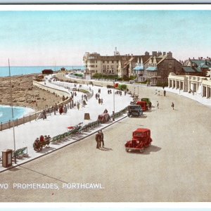 c1930s Porthcawl, UK Seaside Resort Two Promenades Beach Seafront Car Clock A359