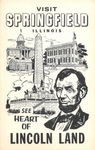 F90/ Springfield Illinois Postcard c1940s Visit heart of Abraham Lincoln