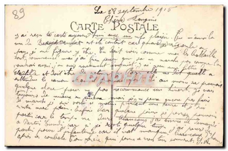 Postcard Old Villeblevin (Yonne) View a crow flies from the Chateau and outbu...