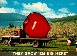 Canada British Columbia Okanagan Valley Showing Large Apple On Truck They Gro...