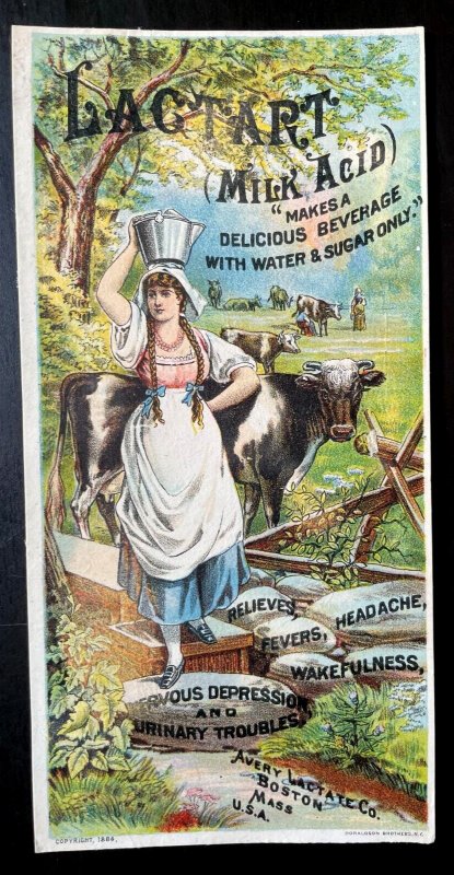 Vintage Trade Card 1884 Lactart Milk Acid, Avery Lactste Co., Boston, Ma.