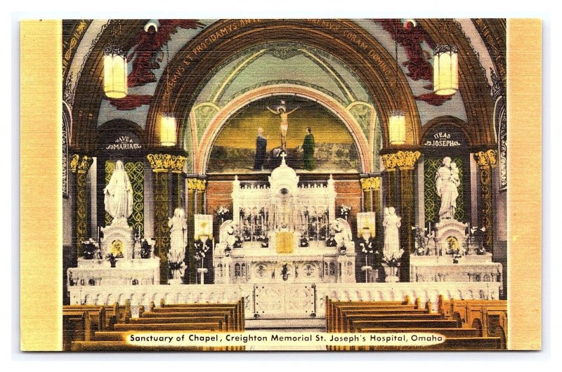Postcard Sanctuary Of Chapel Creighton Memorial St. Joseph's Hospital Omaha NE