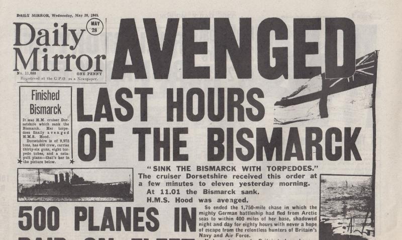 Bismarck Submarine Sunk In WW2 Disaster Military Newspaper