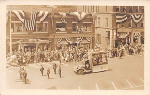 Knights of Pythias Patriotic Parade Street Scene Real Photo Postcard AA69756