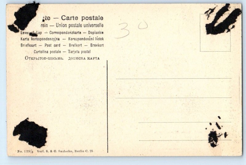 Berlin Germany Postcard Bus and Passengers in Winter Scene c1910 Unposted