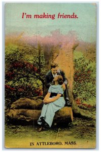 1917 I'm Making Friends In Attleboro Massachusetts MA Antique Posted Postcard