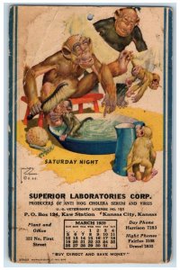 Anthropomorphic Monkey Superior Laboratories Corp Calendar Low Son Wood Postcard