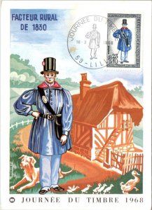 France, STAMP DAY 1968  Rural Factor  FARM SCENE~DOG~DUCKS Maximum 4X6 Postcard