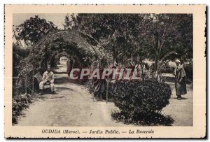 Old Postcard Oudjda Morocco Public Garden The Rose Garden