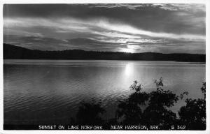 Harrison Arkansas~Sunsetting Across Lake Norfork~c1950s RPPC-Postcard (S 362)