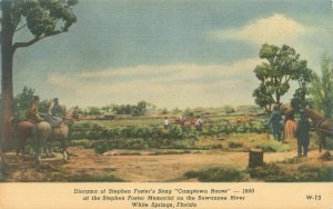 White Springs Florida S  Foster's  Camptown Races Diorama  Linen Postcard Unused