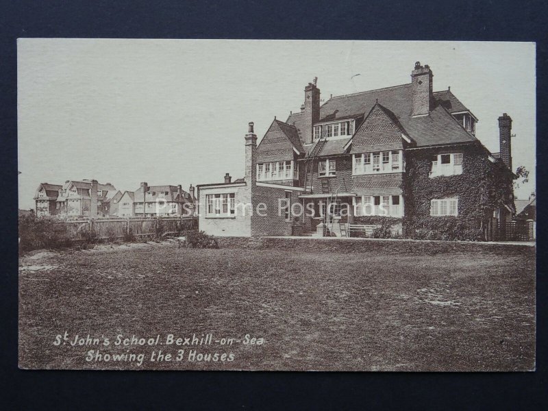 Sussex ST. JOHNS SCHOOL & 3 HOUSES Bexhill on Sea - Old Postcard by P.A Buchanan