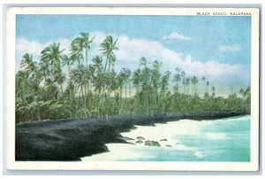 1945 Trees Beach Black Sands Kalapana Hawaii HI Posted Soldier Mail Postcard