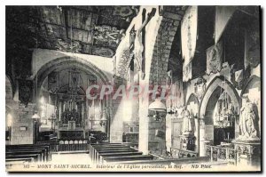 Old Postcard Mont Saint Michel inside the church Parish Nef