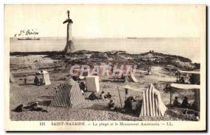 Old Postcard Saint Nazaire The Beach and the American Monument