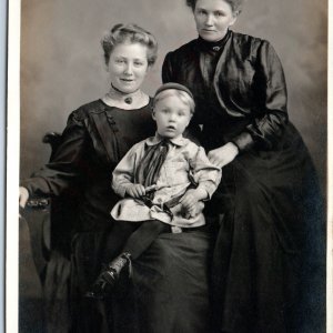 c1910s Lovely Young Mother & Little Boy RPPC Grandma Rotten Teeth Smile Vtg A192