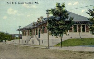 New R.R. Depot, Gardiner, Maine, ME, USA Railroad Train Depot Unused light we...