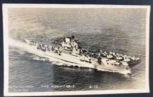 Mint England Real Picture Postcard HMs Indomitable Aircraft Carrier