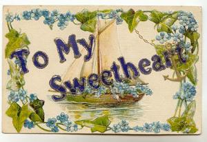 To My SWEETHEART, Sailboat, Glitter, Romantic