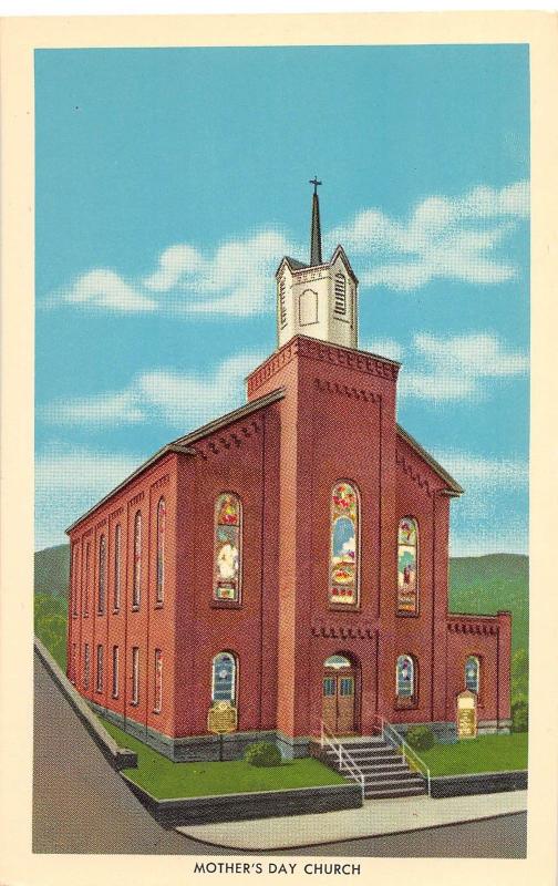 A47/ Grafton West Virginia WV Postcard c1940s Mother's Day Church Building