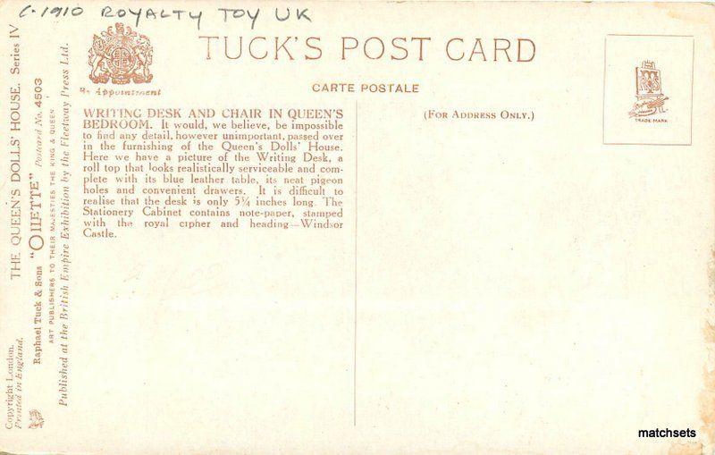 C-1910 Royalty Toy UK Queen Doll House Oilette Tuck postcard 10862