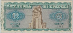 66109 - Old LOTTERY TICKET: TRIPOLI LOTTERY 1938-