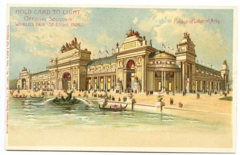 1904 St Louis Exposition Palace of Liberal Arts HTL Hold to Light Postcard