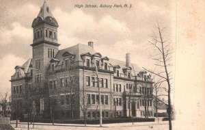 Vintage Postcard High School Building Campus Landmark Asbury Park New Jersey NJ