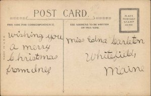 Christmas Children Shoveling Vintage Postcard