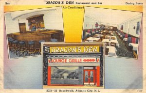 Dragon's Den Chinese Restaurant Atlantic City New Jersey linen postcard