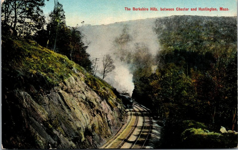 Vtg 1910s Berkshire Hills Steam Locomotive Railroad Massachusetts MA Postcard