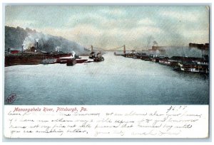 1907 View Of Monongahela River Steamer Ship Pittsburg Pennsylvania PA Postcard