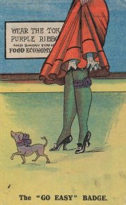 The Go Easy Badge WW1 Food Economy Stockings Old Comic Postcard