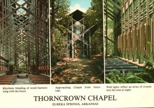 CONTINENTAL SIZE POSTCARD THORNCROWN CHAPEL AT EUREKA SPRINGS ARKANSAS