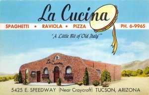 Tucson Arizona 1950s Postcard La Cucina Italian Restaurant near Craycroft