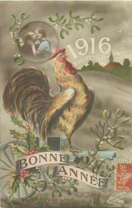 France World War 1916 patriotic victory rooster cannon postcard