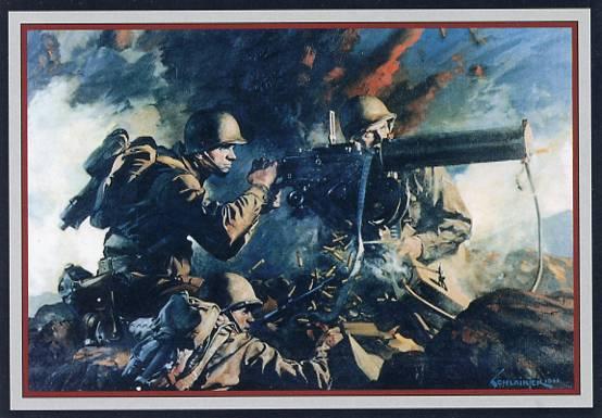 Military WWII - Infantry Machine Gun Crew Poster  (Repro)