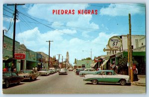 Coahuila Mexico Postcard Piedras Negras Motel 57 Business Section c1950's