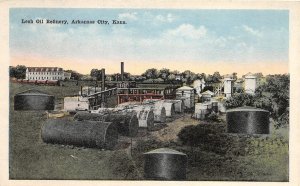 H51/ Arkansas City Kansas Postcard c1915 Lesh Oil Refinery Tanks