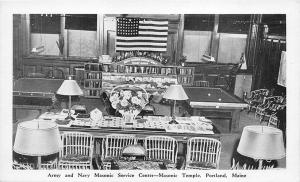 Portland ME Masonic Temple Army Navy Service Center Postcard